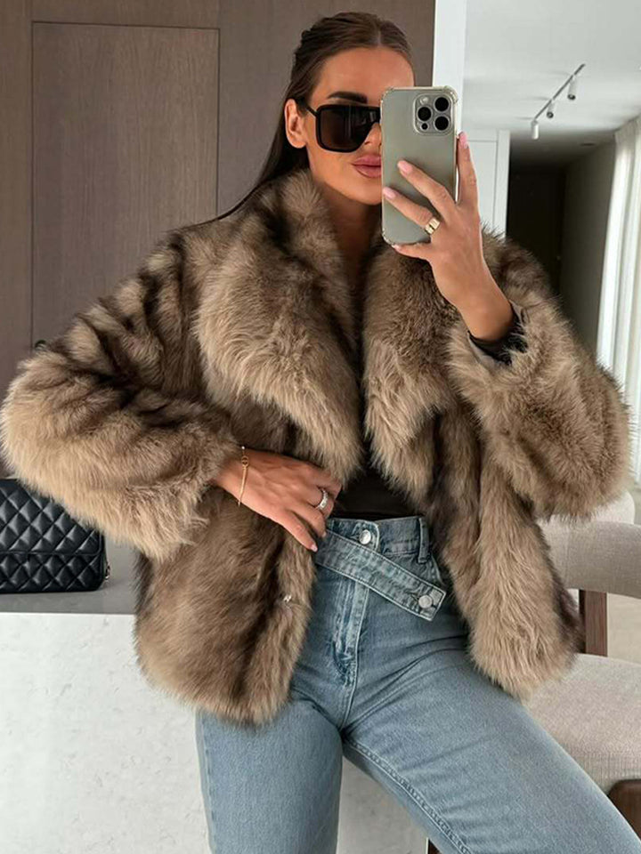 Damen elegante Kunstfelljacke Drune