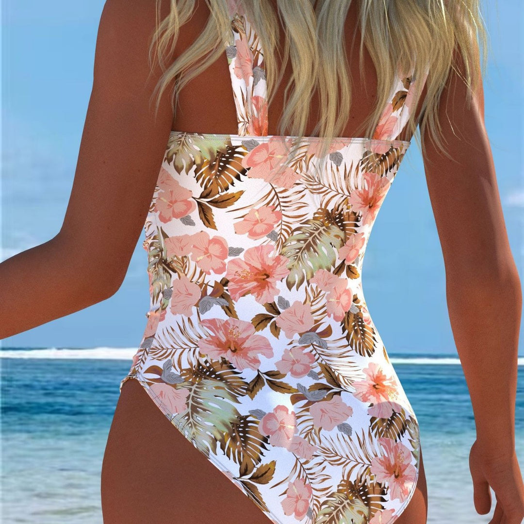 Damen Einteiliger Badeanzug mit floralen Akzenten und breiten Trägern Drune