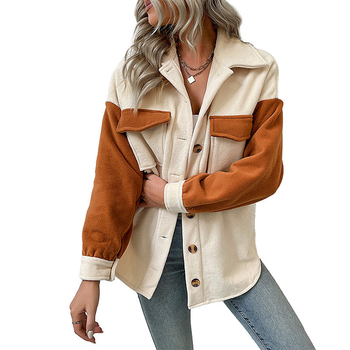 Damen Casual Overshirt mit Taschen und Farbkontrasten Drune