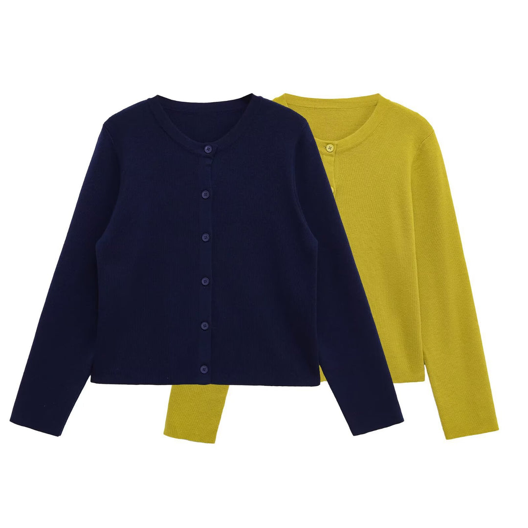 Damen lässige Strickjacke mit feinen Knopfdetails Drune