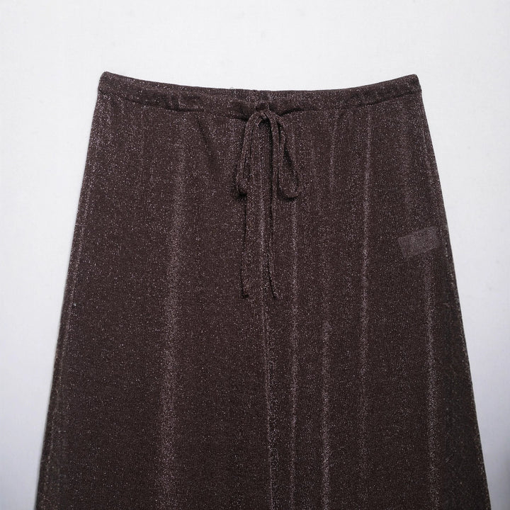 Damen weite Palazzo-Hose mit glitzerndem Effekt und elastischem Bund Drune
