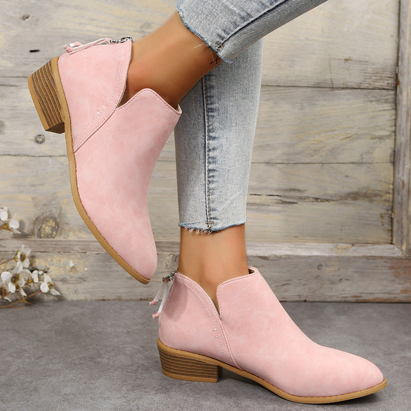 Damen Ankle Boots mit elegantem Reißverschluss und komfortablem Blockabsatz Drune