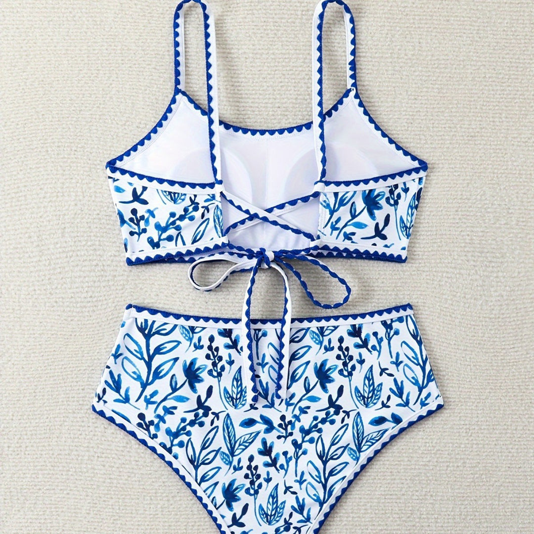 Damen Hochtailliertes Bikiniset mit floralem Design Drune