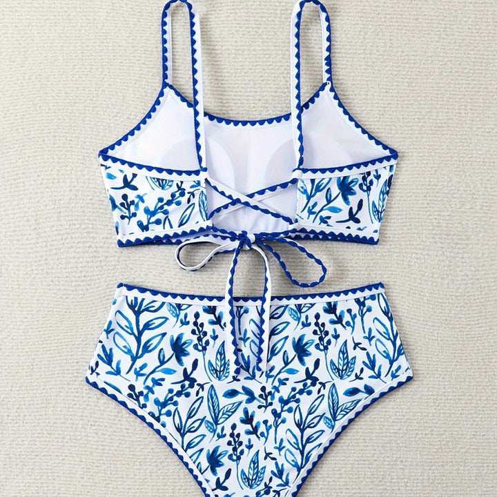 Damen Hochtailliertes Bikiniset mit floralem Design Drune