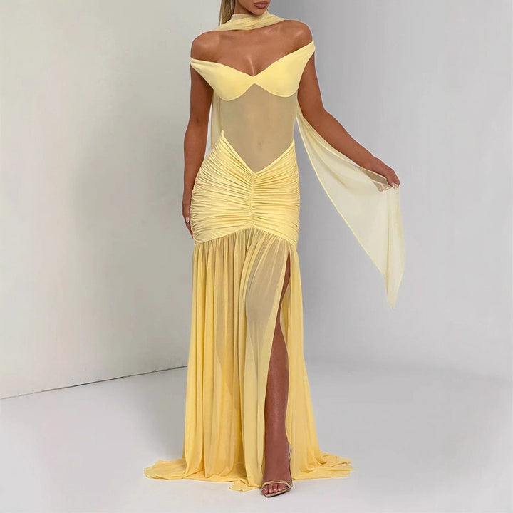 Damen Elegantes Maxi-Kleid mit Figurbetonendem Design Drune