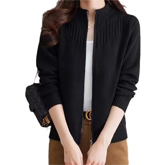 Damen Strickjacke mit hohem Kragen Drune