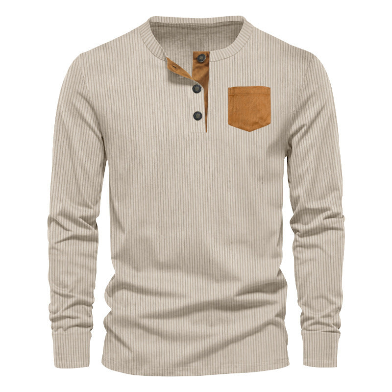 Herren Langarmshirt mit Rippstruktur und bequemem Stehkragen Drune