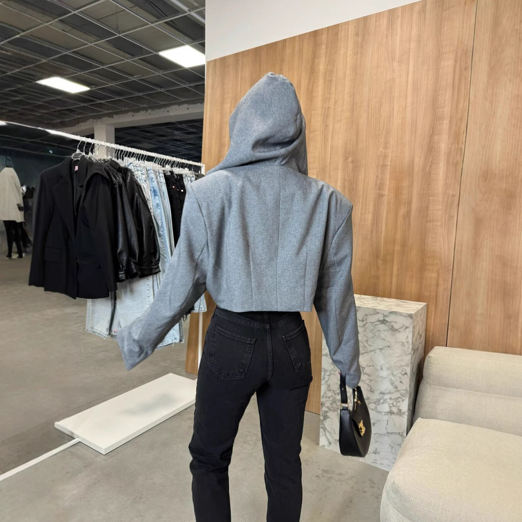 Damen Kurze Blazerjacke mit oversized Schnitt und elegante Knopfdetails Drune