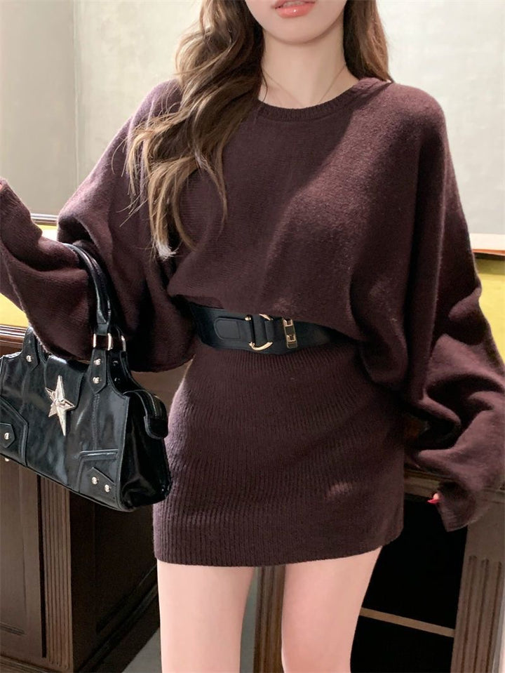 Damen Strickkleid mit lässigem Schnitt und harmonischer Rippstruktur Drune