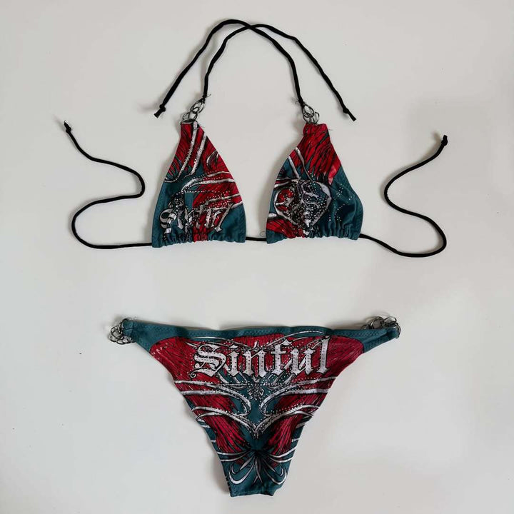 Damen Triangel-Bikini mit kreativem Muster Drune