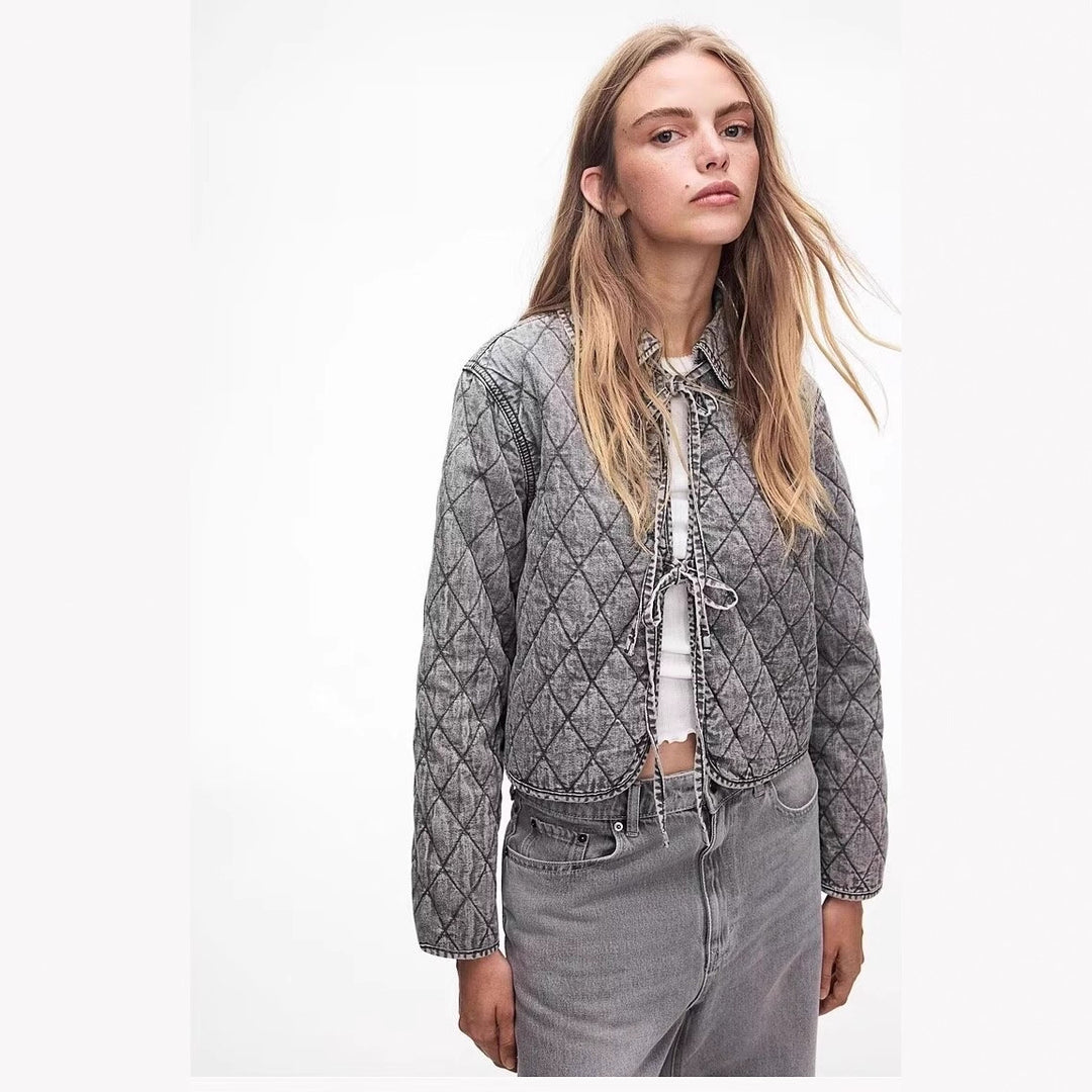 Damen gesteppte Übergangsjacke mit verstellbarem Taillenzug Drune
