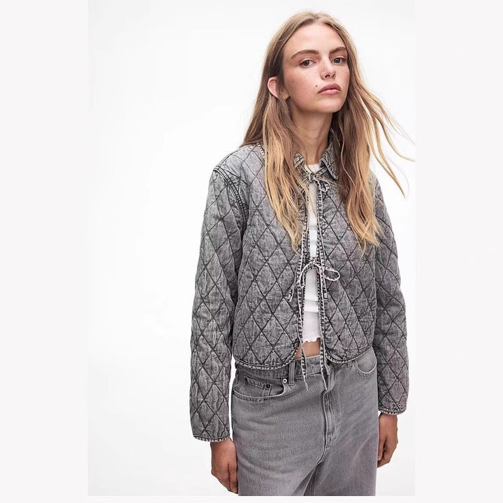 Damen gesteppte Übergangsjacke mit verstellbarem Taillenzug Drune