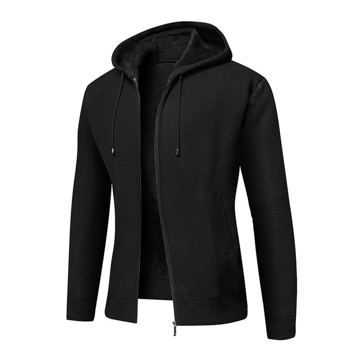 Herren fleecegefütterte Kapuzenjacke mit modischem Rippdesign Drune