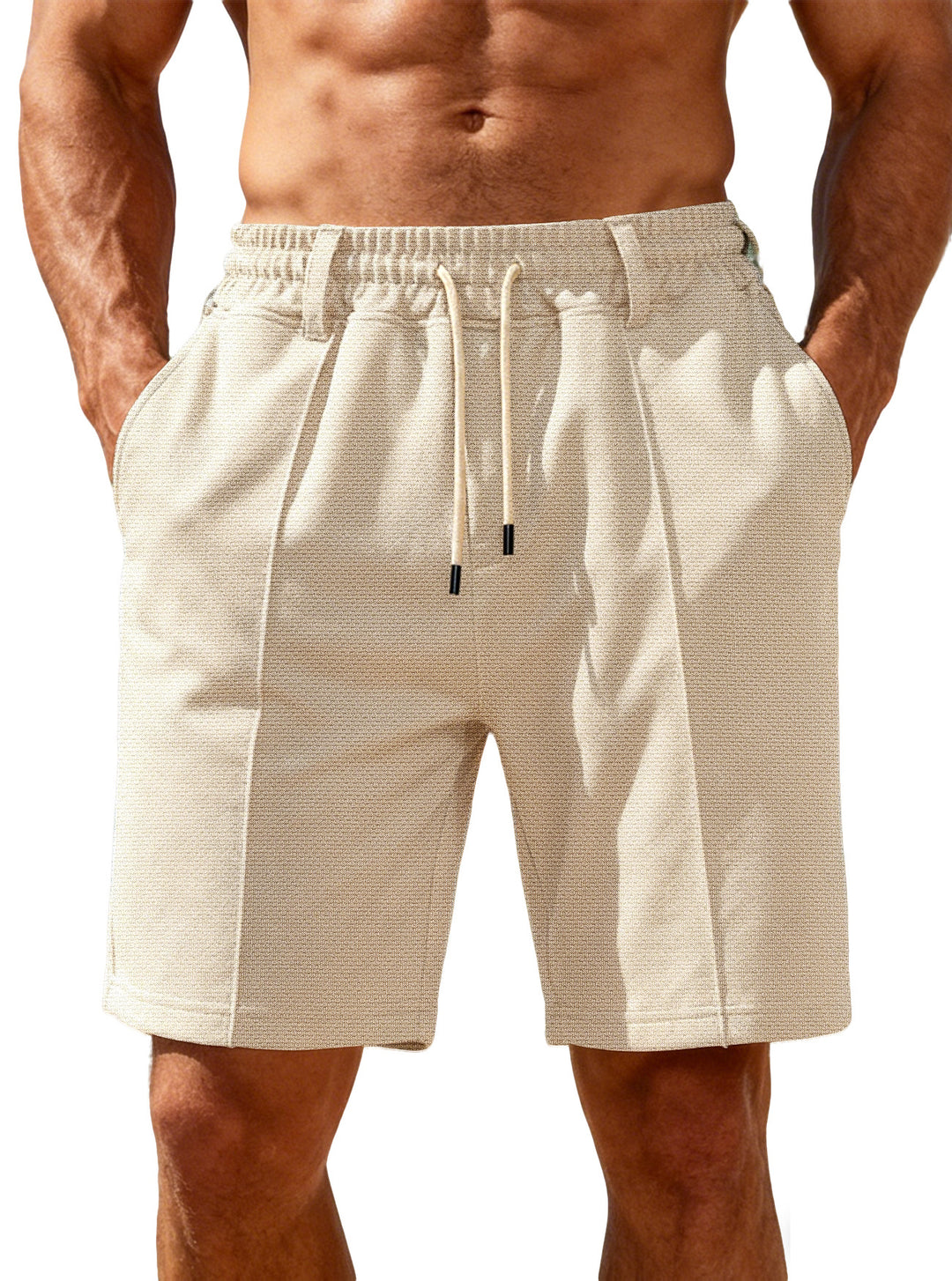 Herren nan Chino-inspirierte Relax-Shorts mit Bundfalten elastischem Tunnelzug und Eingrifftaschen Drune