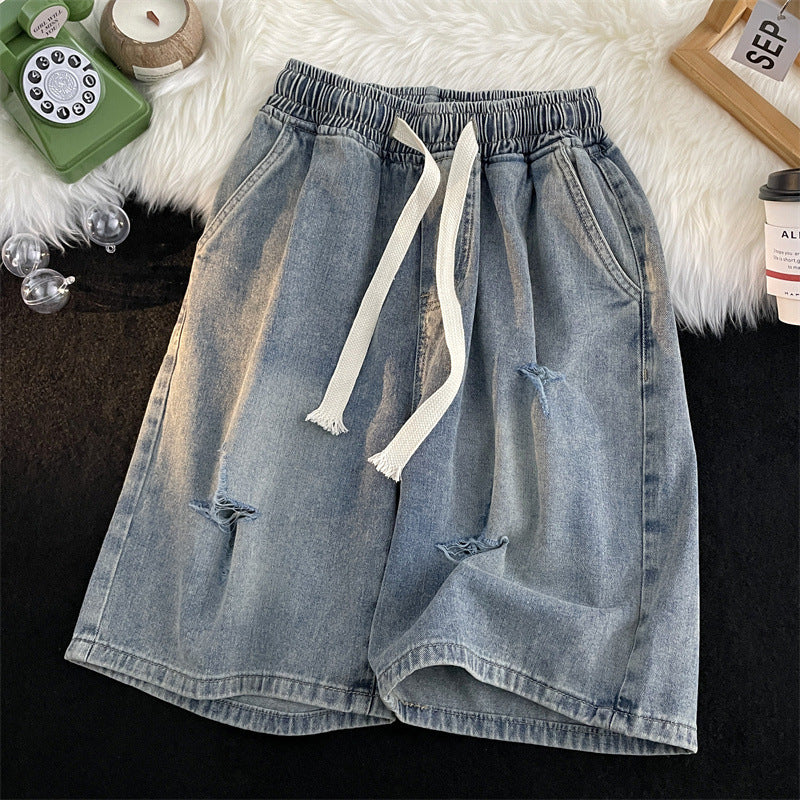 Damen Zerrissene Denim Bermuda Shorts Drune