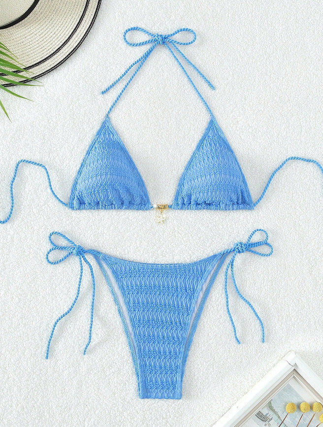 Damen Triangel-Bikini mit verspieltem Palmenmuster Drune