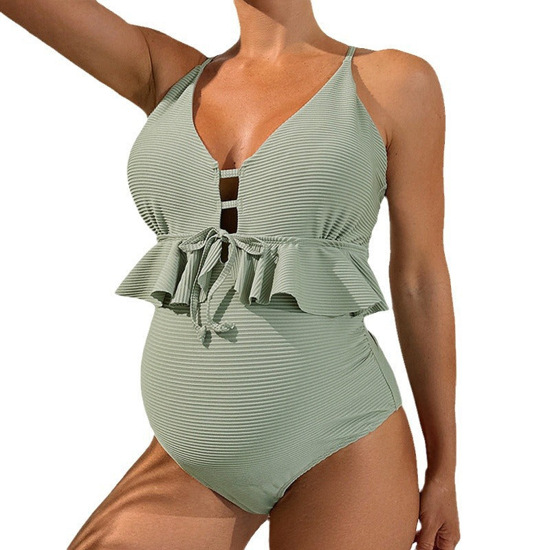 Damen Einteiler Badeanzug mit floralem Rüschendesign und figurformendem Schnitt Drune