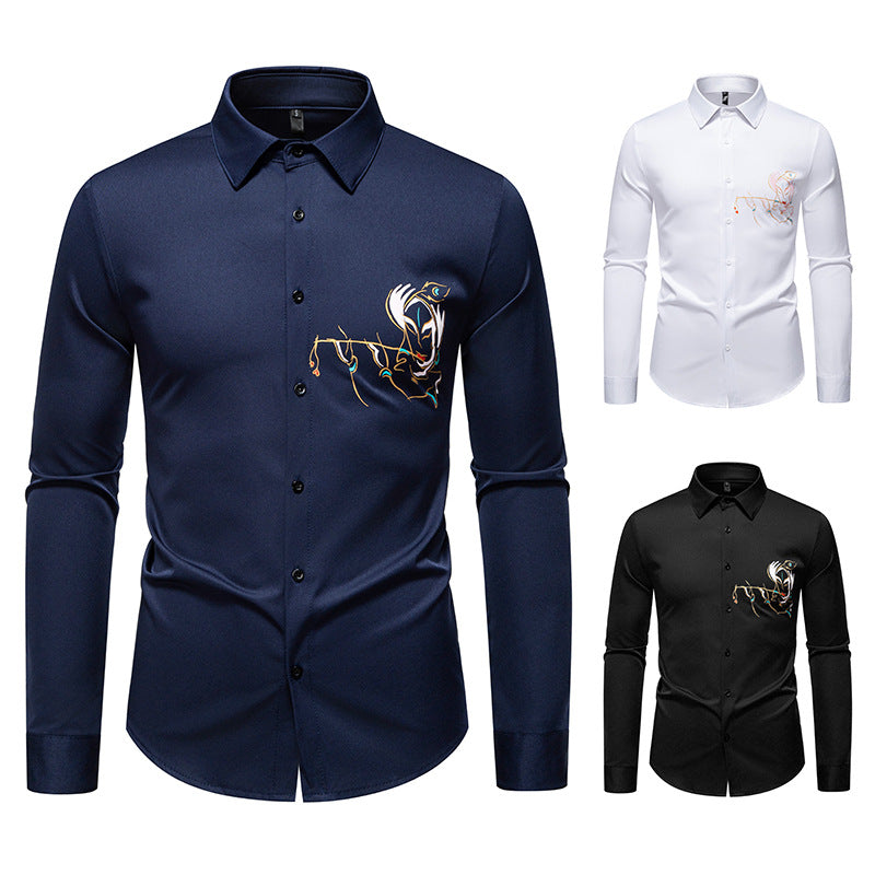 Herren Langarmhemden mit einzigartigem Stickdesign Drune