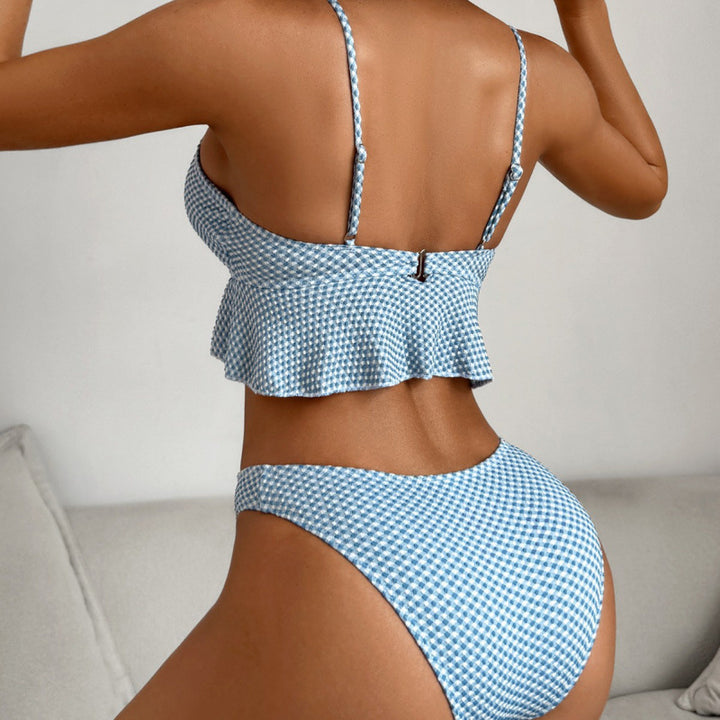 Damen Bikiniversatile mit Rüschen und Karomuster Drune