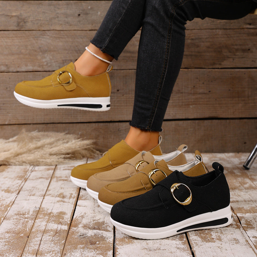 Damen Sneaker mit modischem Schnallenverschluss und bequemer Sohle Drune