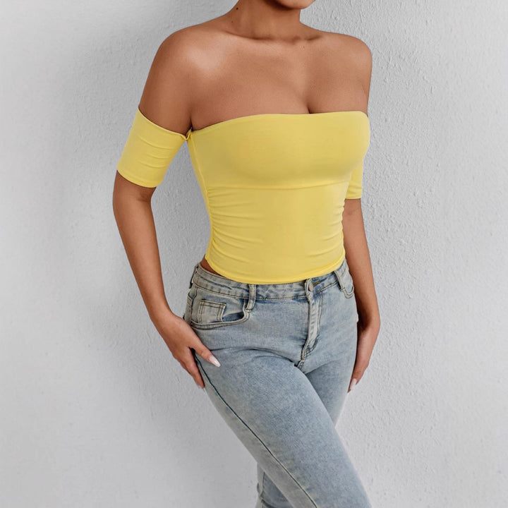 Damen Off-Shoulder Bluse aus elastischem Material mit figurformendem Schnitt Drune
