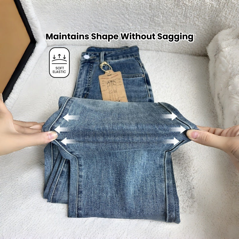 Damen Weit geschnittene Jeans mit hohem Bund und klassischem Denim-Look Drune