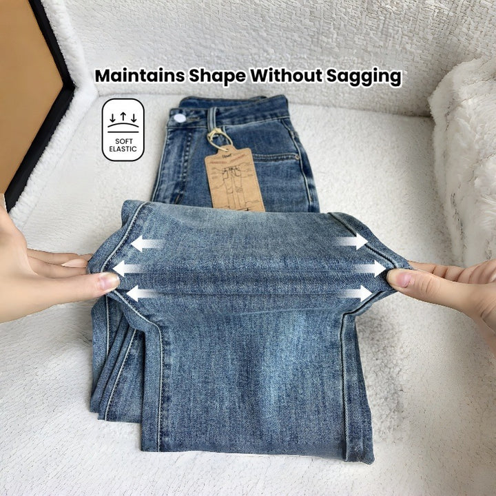 Damen Weit geschnittene Jeans mit hohem Bund und klassischem Denim-Look Drune