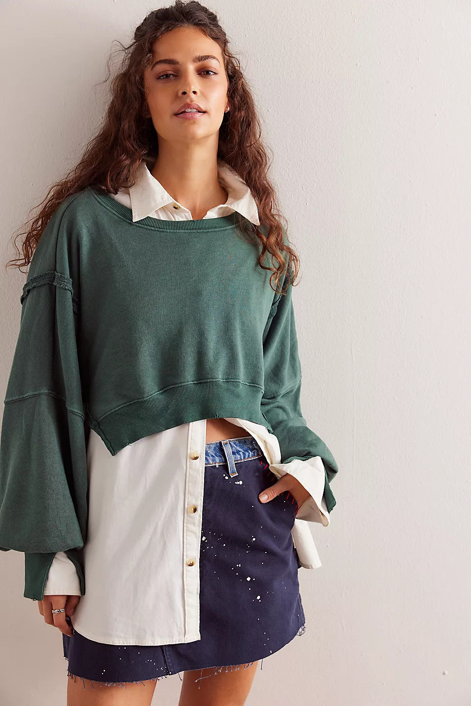 Damen lässiger Oversized-Pullover mit weichen Ärmelabschlüssen und lässigem Schnitt Drune