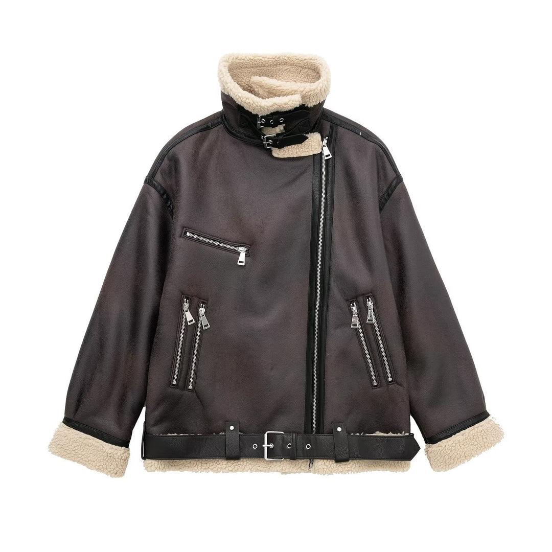Drune | Braune Lederfliegerjacke für Damen