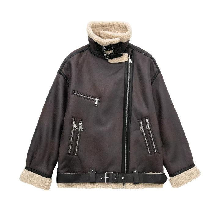 Drune | Braune Lederfliegerjacke für Damen