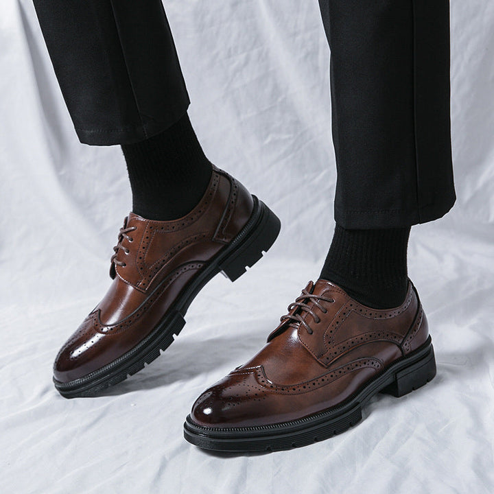 Herren Elegante Schnürschuhe mit klassischen Broguemuster und rutschfester Sohle Drune