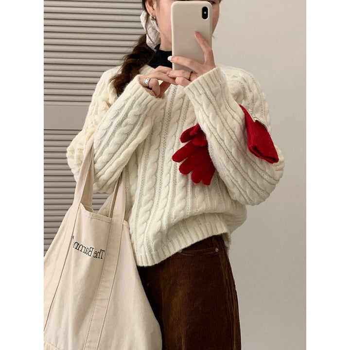 Damen Grobstrickpullover mit modernen Wendepunkten und lässigem Schnitt Drune