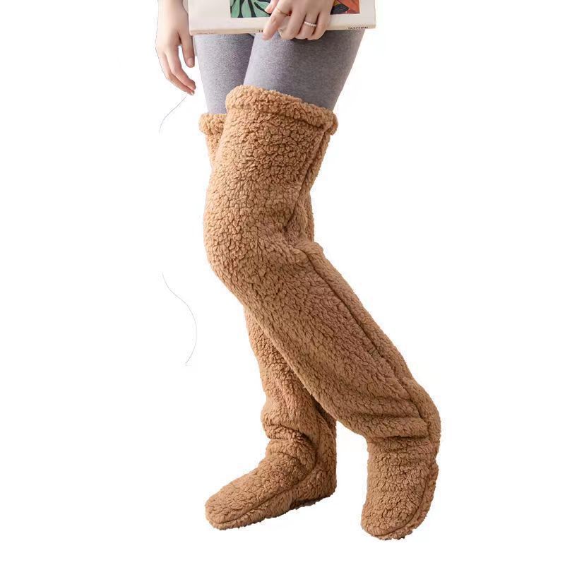 Damen Kuschelige Overknee-Socken aus weichem Fleece Drune