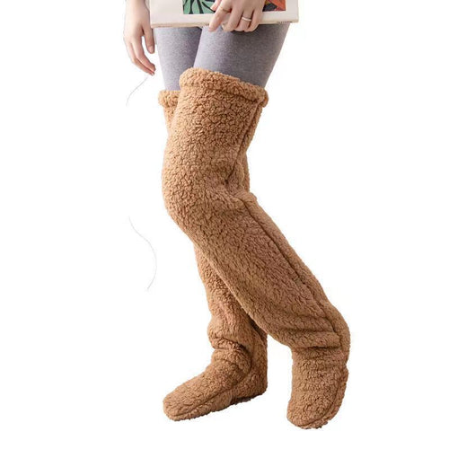 Damen Kuschelige Overknee-Socken aus weichem Fleece Drune