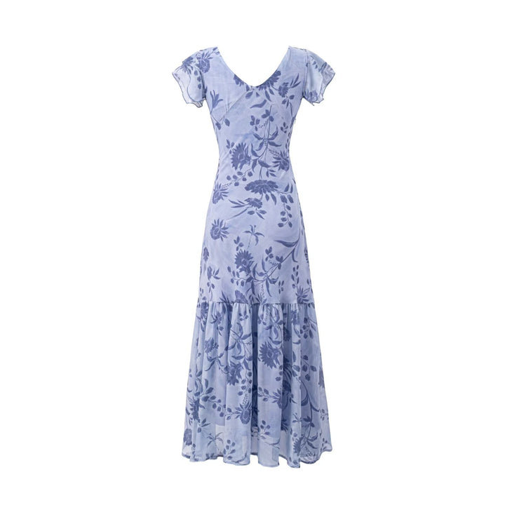 Damen Maxikleid mit floralen Mustern und voluminösem Rock Drune