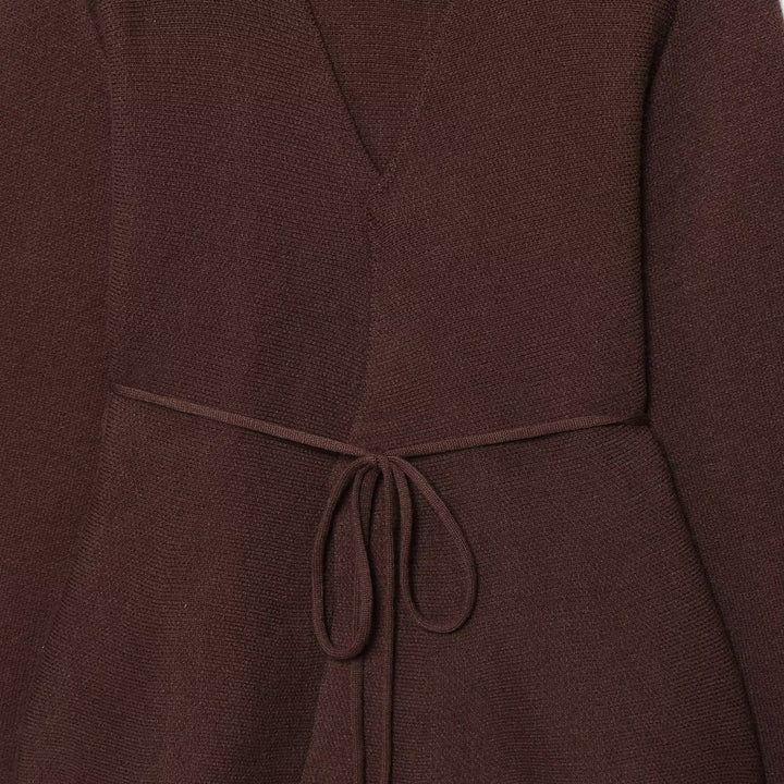 Damen elegante Strickjacke mit tailliertem Schnitt und Bindegürtel Drune