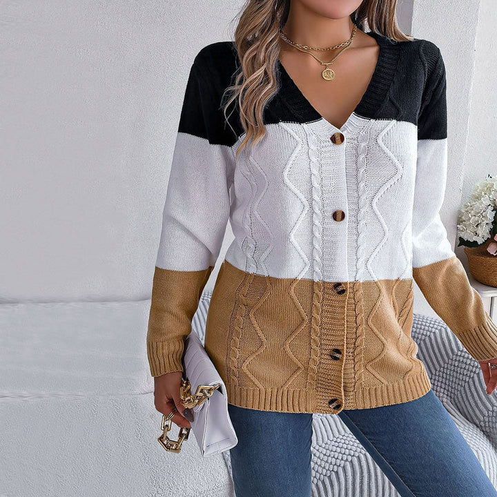Drune | Farbblock Strickjacke Mit Modischem Stil