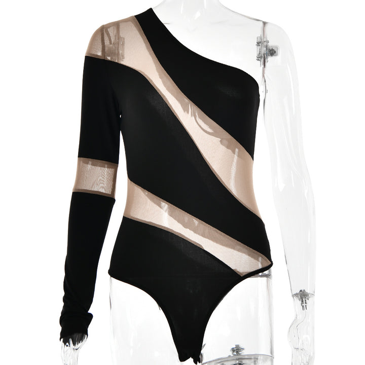 Damen Einseitiger Bodysuit mit transparenten Akzenten Drune