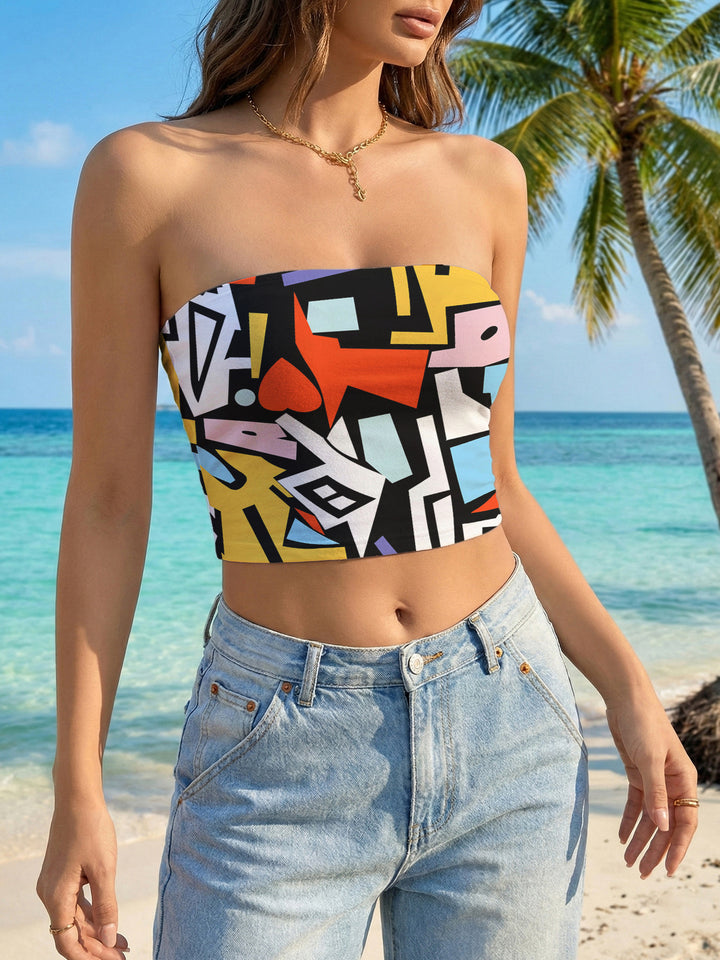 Damen Bandeau-Top mit kreativem Marmor-Design Drune