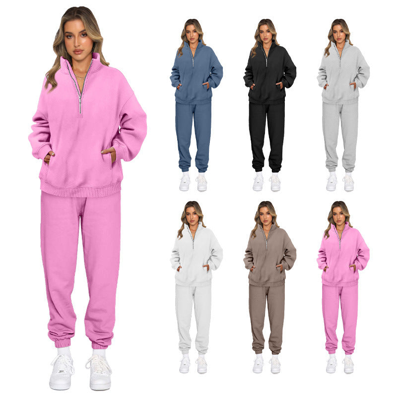 Damen sportliches Freizeit-Set mit hohem Kragen und praktischen Taschen Drune