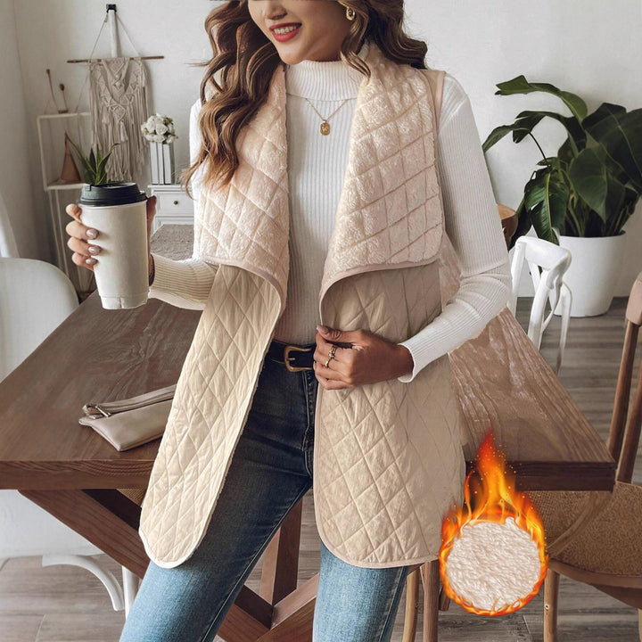 Damen Elegante Steppweste mit weitem Kragen und praktischen Taschen Drune