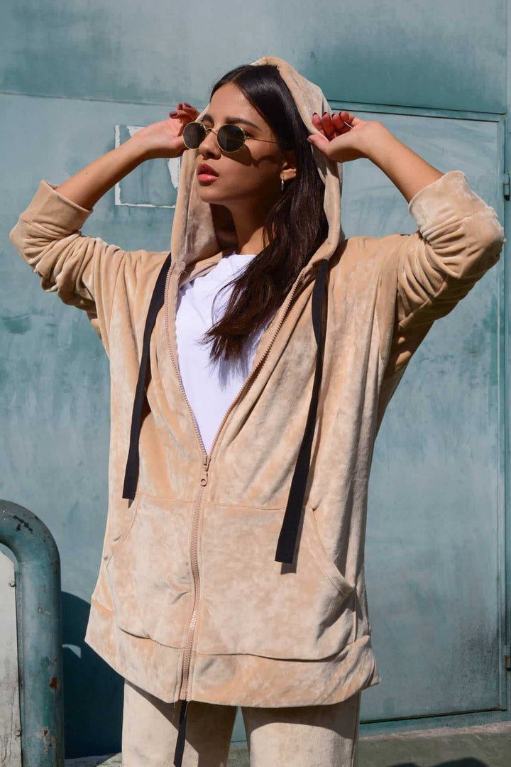 Damen bequeme und stilvolle Kapuzenjacke Drune