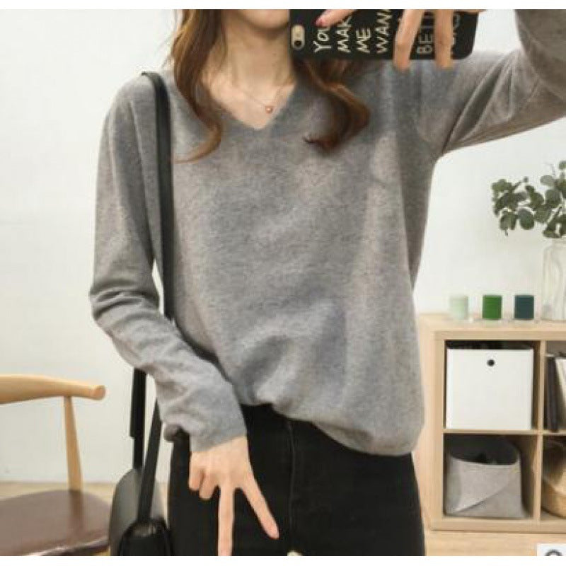 Damen V-Ausschnitt Pullover mit lässigem Schnitt und weichen Materialien Drune
