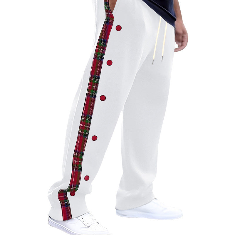 Herren Sportliche Freizeithose mit Knopfleisten und Karomuster Drune