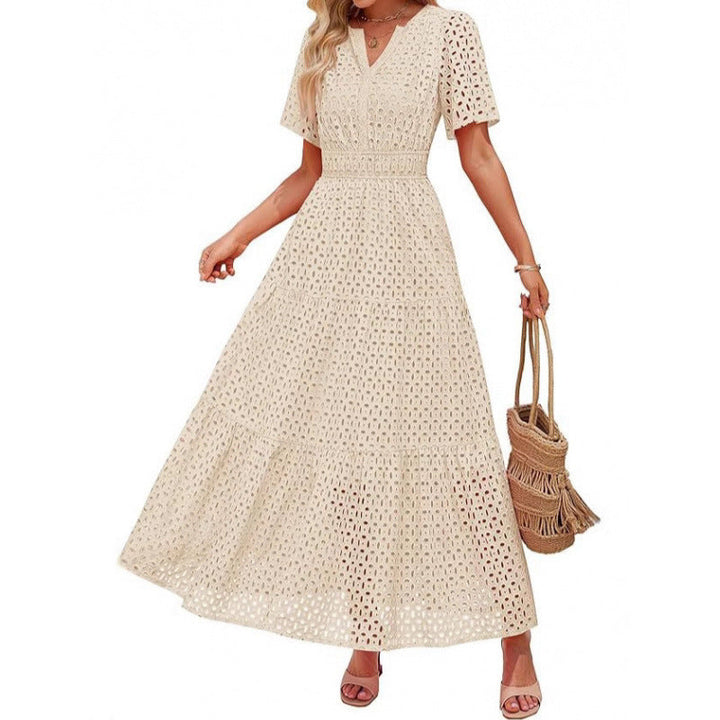 Damen Maxikleid mit gehäkeltem Muster Drune