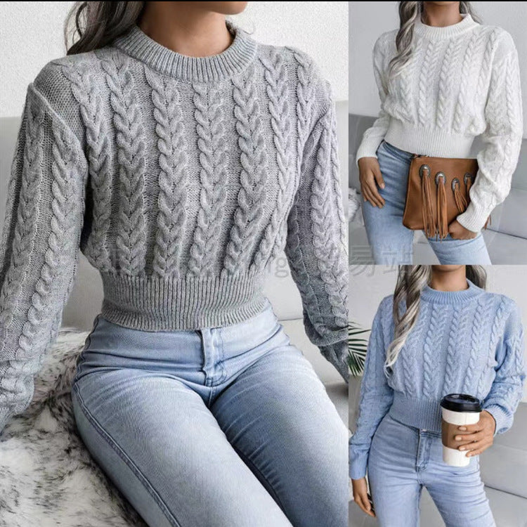 Damen Grobstrickpullover mit modernem Zopfdesign und Bündchen Drune