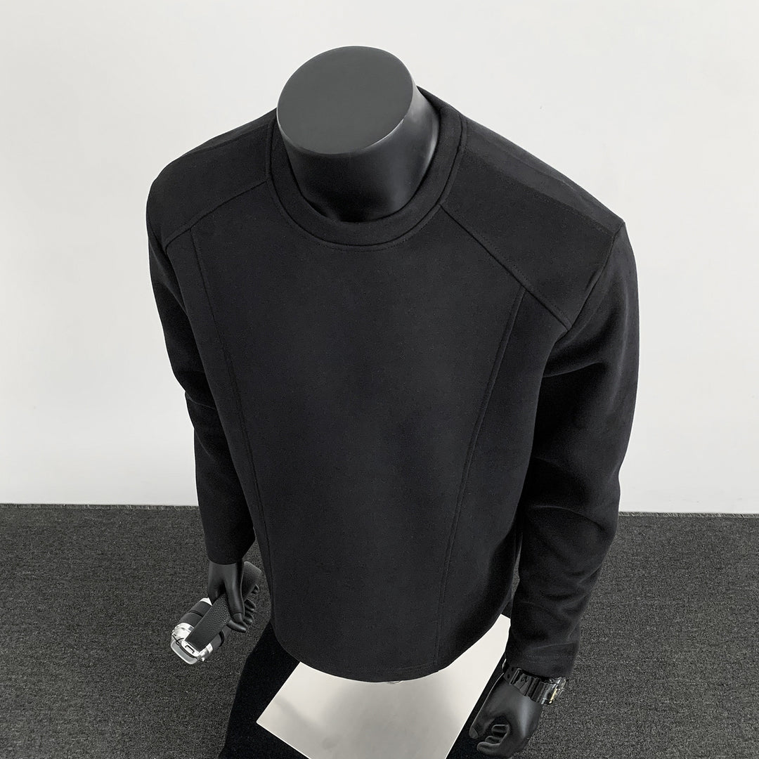 Herren nan taillierter Rundhals-Sweater aus dichtem Sweatstoff mit flachen Ziernähten und Raglanärmeln Drune