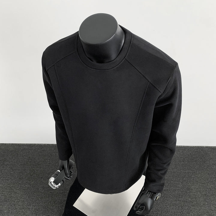 Herren nan taillierter Rundhals-Sweater aus dichtem Sweatstoff mit flachen Ziernähten und Raglanärmeln Drune