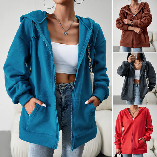 Damen Fleecejacke mit praktischen Taschen und verstellbarem Kapuzenzug Drune