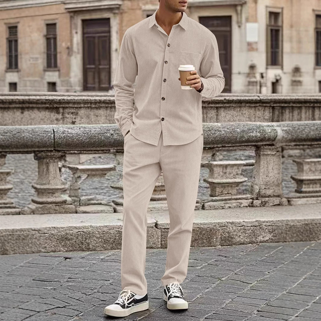 Herren elegantes Freizeitanzug mit stilvollem Hemd und bequemer Hose Drune